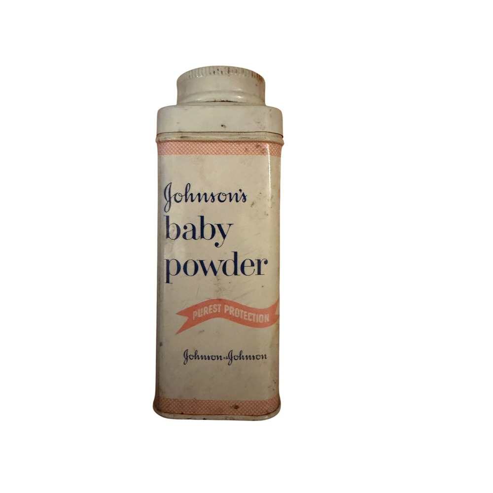 Vtg 60s Johnson's Baby Powder Tin 4oz Metal Shaker Purest Protection Advertising